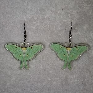 Full Color Luna Moth Acrylic Dangle Earrings